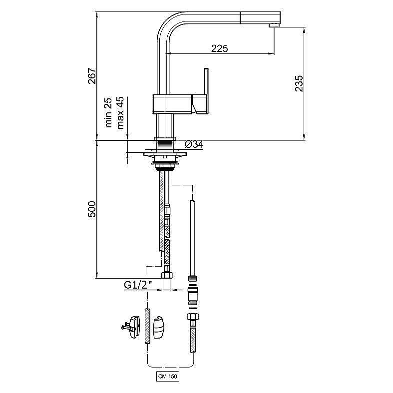 Смеситель для кухни Webert Kitchen Dado DA940302015 купить в интернет-магазине сантехники Sanbest