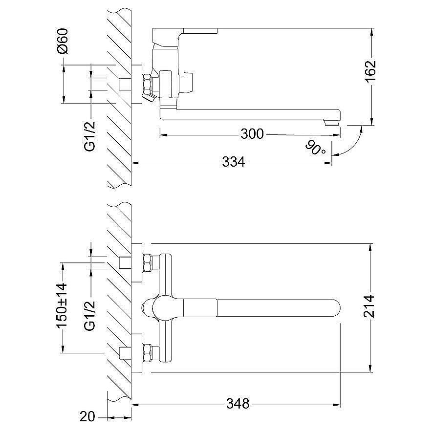 Смеситель для ванны Lemark Aura LM0651C купить в интернет-магазине сантехники Sanbest