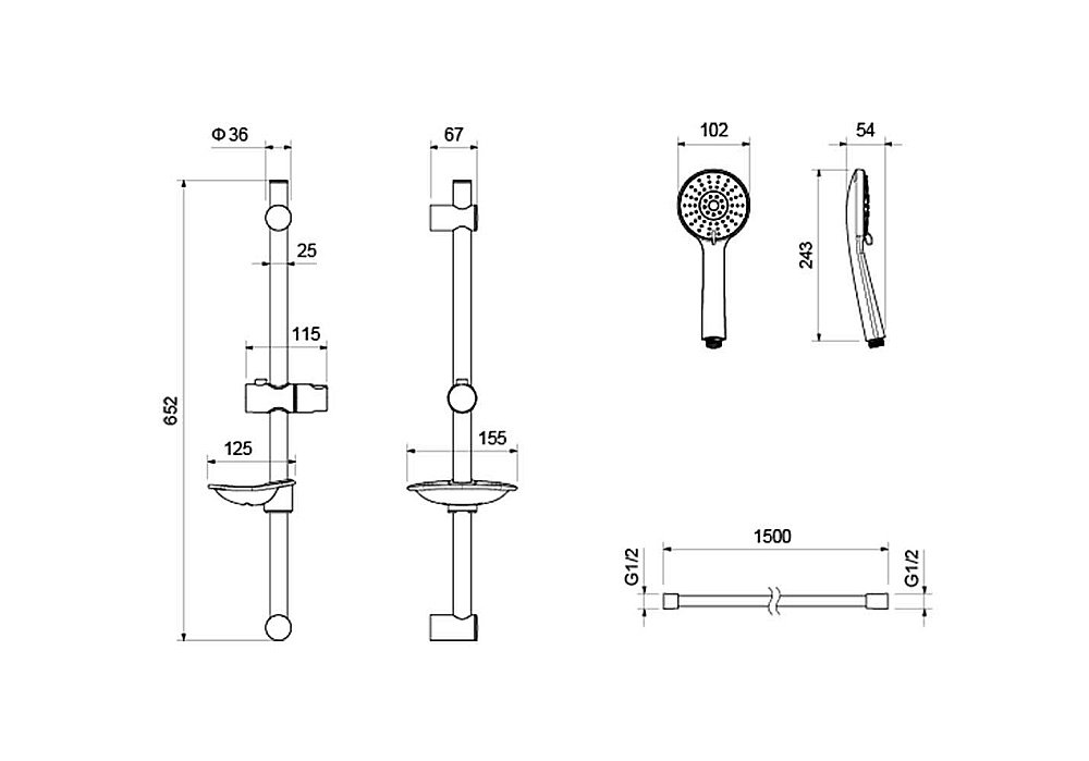 Душевой гарнитур Aquatek Бетта AQ2015MB черный матовый купить в интернет-магазине сантехники Sanbest
