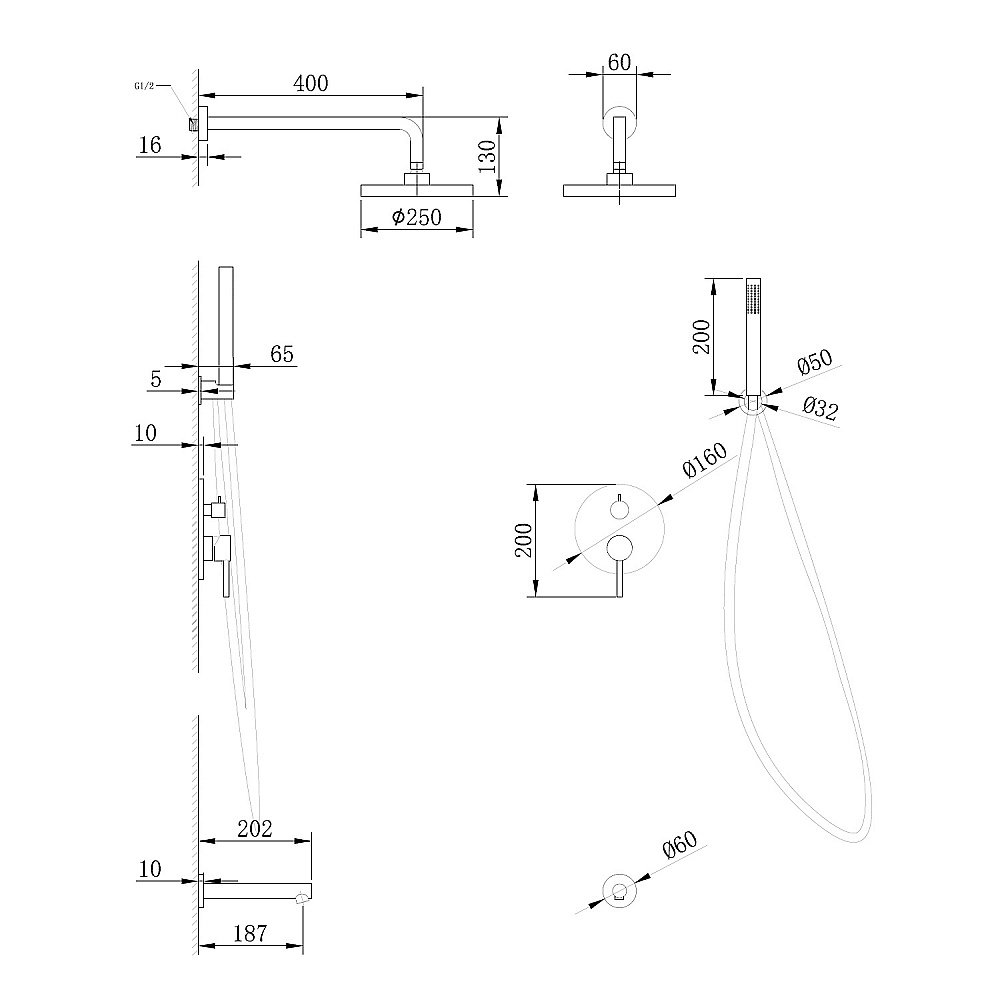 Душевая система ABBER Emotion AF8817B черная матовая купить в интернет-магазине сантехники Sanbest