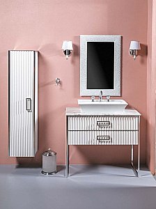 Тумба с раковиной Armadi Art Monaco 100 со столешницей белая с хромом для ванной в интернет-магазине Sanbest