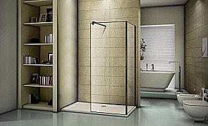 Душевое ограждение Good Door WALK IN SP+P + SP 100x80 стекло прозрачное/черный матовый купить в интернет-магазине Sanbest