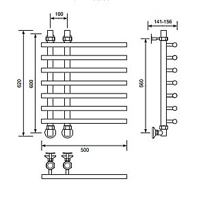 Полотенцесушитель водяной Veconi Tufo T601050B черный купить в интернет-магазине сантехники Sanbest