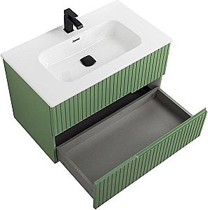 Тумба с раковиной Cezares DUET-N 80 DUET-N-800-2C-SO-PS-P фисташковый софт для ванной в интернет-магазине Sanbest