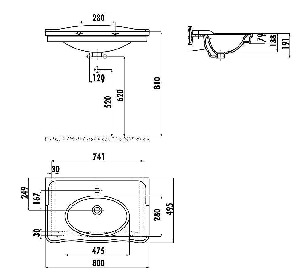 Раковина Creavit Antik 80 AN080-00CB00E-0000 белая купить в интернет-магазине Sanbest
