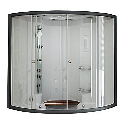 Душевое ограждение Радомир Даниэла 140х140 профиль черный/стекла прозрачные купить в интернет-магазине сантехники Sanbest