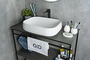 Раковина накладная Gid Geometrico 56 N9243 51135 белая купить в интернет-магазине Sanbest