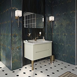 Тумба с раковиной Kerasan Waldorf 925530 Vaniglia matt 100 ваниль с 1 отверстием/заглушка хром для ванной в интернет-магазине Sanbest