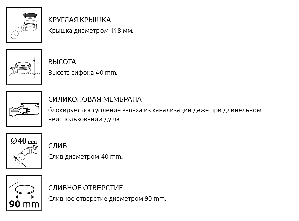 Сифон для поддона Radaway Slim Plus R400PB черный купить в интернет-магазине сантехники Sanbest