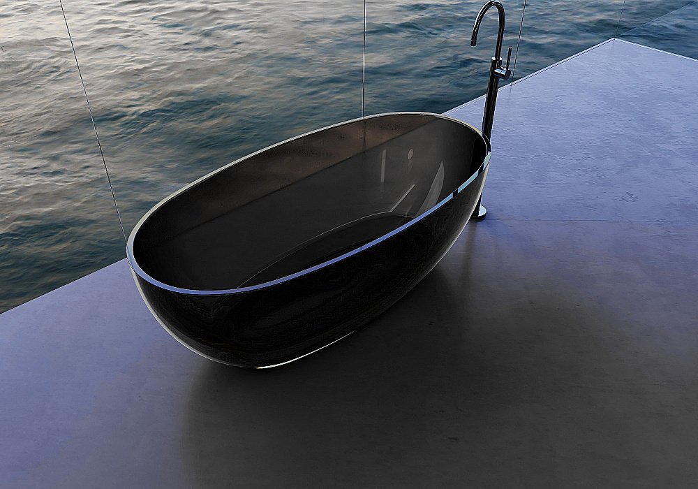 Ванна ABBER Kristall AT9703Onyx 170x75 черная прозрачная купить в интернет-магазине Sanbest