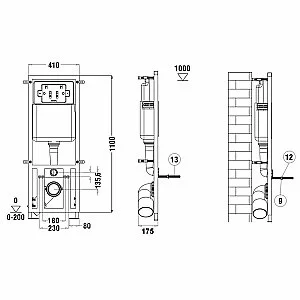 Унитаз с инсталляцией WeltWasser MARBERG 410+SALZBACH 043 GL-BL+MAR 410 SE CR черный/кнопка хром, безободковый, с крышкой микролифт, слив торнадо купить в интернет-магазине Sanbest