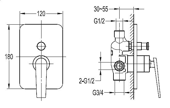 Смеситель для душа Cezares BADEN-VDIM-01 купить в интернет-магазине сантехники Sanbest