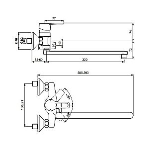 Смеситель для ванны с душем Vidima Hype BA400AA купить в интернет-магазине сантехники Sanbest