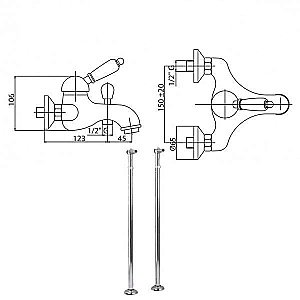 Смеситель для ванны Cezares ELITE-VDPM-03/24-M золото купить в интернет-магазине сантехники Sanbest