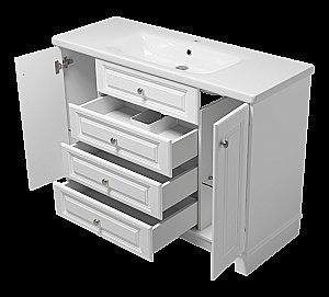 Тумба с раковиной Misty Ларго -120 П-Лар-07120-01-3Я белая матовая для ванной в интернет-магазине Sanbest