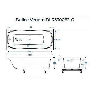 Ванна Delice Veneto DLR330062-G 180х75 белая купить в интернет-магазине Sanbest