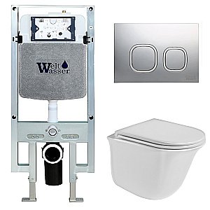 Унитаз с инсталляцией WeltWasser AMBERG 497 ST + TELBACH 004 GL-WT + AMBERG RD-CR купить в интернет-магазине Sanbest
