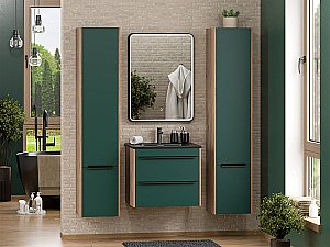 Пенал подвесной Misty Greenwood 35 GRE-05035-08 Зеленый / Дуб Галифакс олово для ванной в интернет-магазине сантехники Sanbest