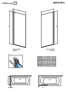 Шторка для ванны Radaway Nes 8 Black Factory PNJ I 60 стекло прозрачное/профиль черный матовый купить в интернет-магазине Sanbest