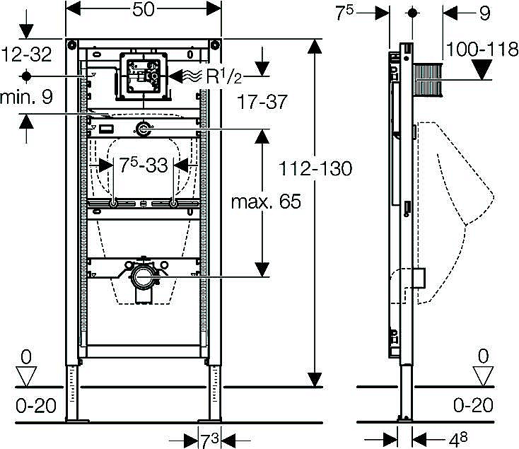 Система инсталляции для писсуаров Geberit Duofix 111.616.00.2 купить в интернет-магазине сантехники Sanbest