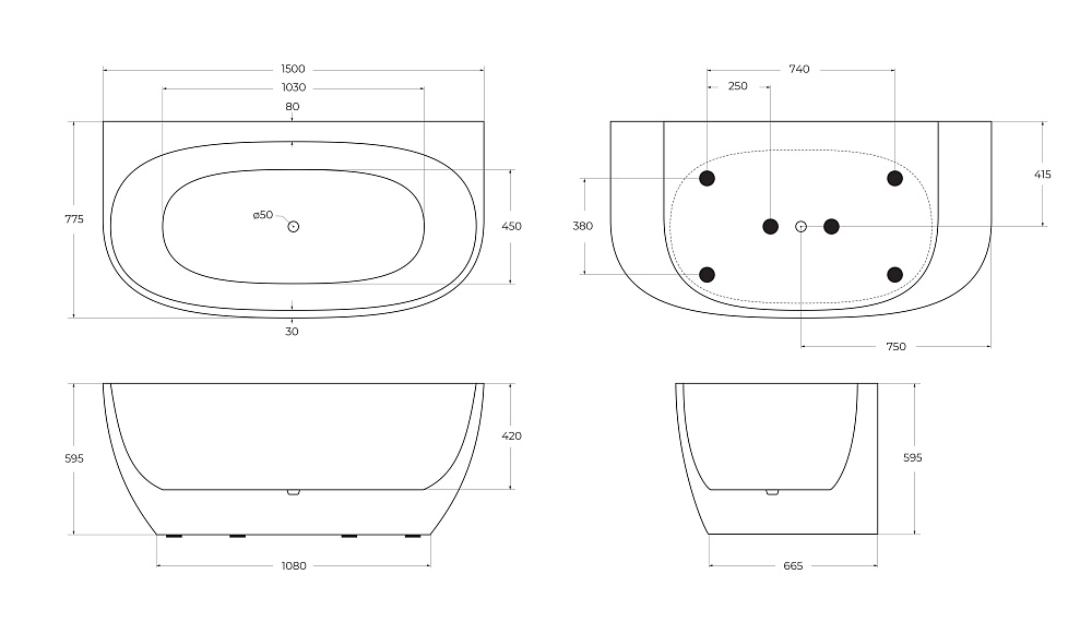 Ванна акриловая BelBagno BB83 150х78 белая купить в интернет-магазине Sanbest