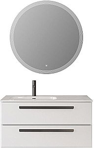 Тумба с раковиной Cezares ECO-CER-N 100 ECO-CER-N-1000-2C-SO-BL белая глянцевая левая/правая для ванной в интернет-магазине Sanbest