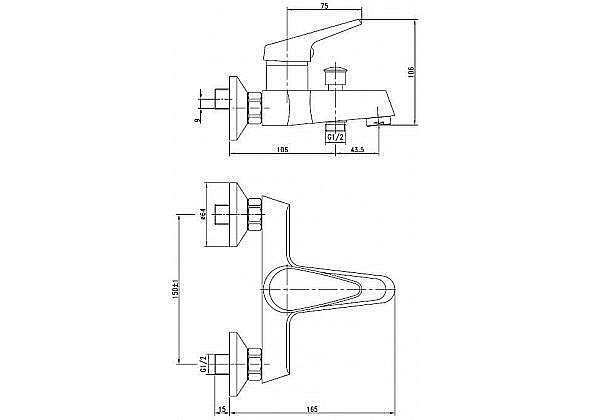 Смеситель для ванны Aquanet Round Handle SD90701.02 купить в интернет-магазине сантехники Sanbest