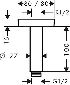 Держатель верхнего душа Hansgrohe E 27467000 купить в интернет-магазине сантехники Sanbest
