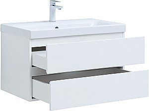 Тумба с раковиной Aquanet Беркли 302351 80 белый глянец для ванной в интернет-магазине Sanbest