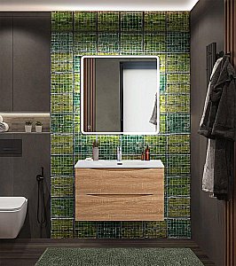Тумба с раковиной BelBagno MARINO-CER-N-800-2C-SO-WO-P Rovere Bianco для ванной в интернет-магазине Sanbest