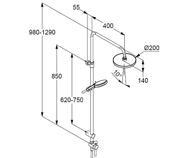Душевая система Kludi Dive 6908005-00 хром купить в интернет-магазине сантехники Sanbest