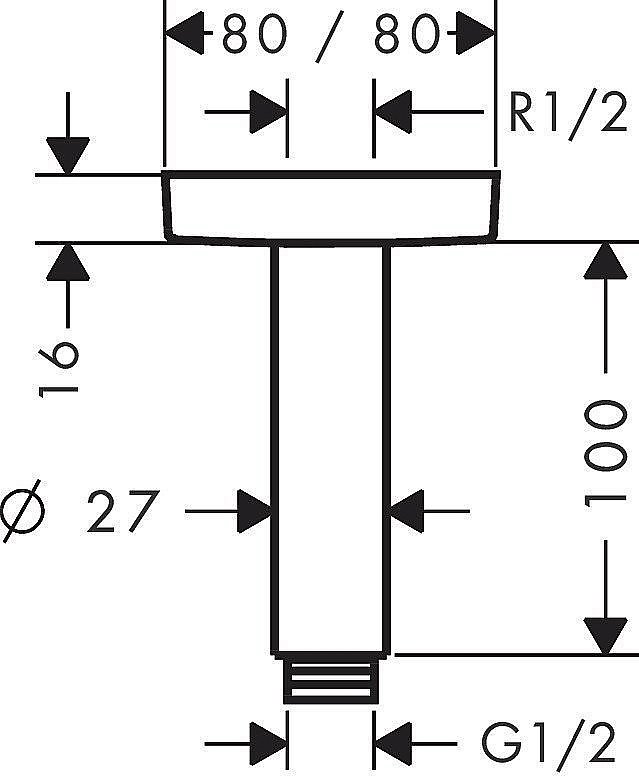 Держатель верхнего душа Hansgrohe E 27467000 купить в интернет-магазине сантехники Sanbest