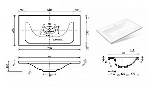 Тумба с раковиной Эстет Bali Classic 75 белая для ванной в интернет-магазине Sanbest