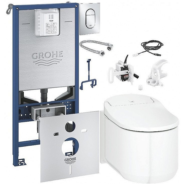 Унитаз-биде Grohe Sensia Arena 120172 безободковый, с крышкой микролифт, с инсталляцией, слив-торнадо купить в интернет-магазине Sanbest