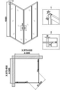 Душевой уголок Niagara 6808, прозрачный, черный, 90 см x 90 см купить в интернет-магазине Sanbest