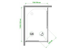 Душевой уголок Royal Bath RB11575HPD-C-BL 75х115 матовый купить в интернет-магазине Sanbest