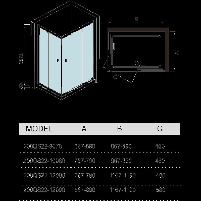 Душевой уголок WeltWasser WW200 200QS22 90х70 купить в интернет-магазине Sanbest