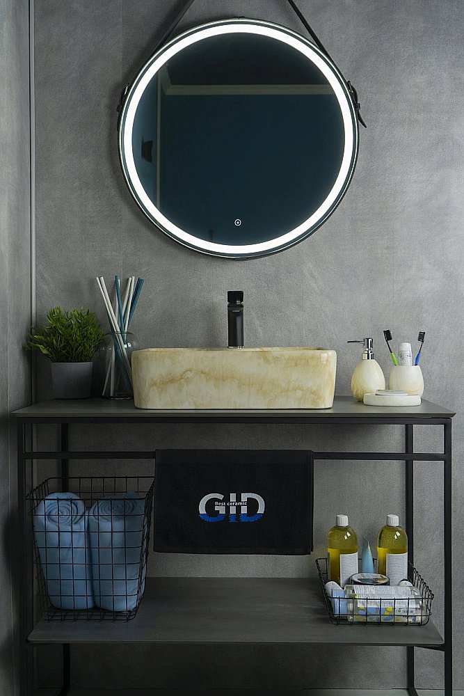 Раковина накладная Gid 48 Mnc606 54461 бежевый мрамор купить в интернет-магазине Sanbest