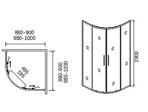 Душевой уголок CeramaLux CL901-90 стекло прозрачное/профиль хром купить в интернет-магазине Sanbest