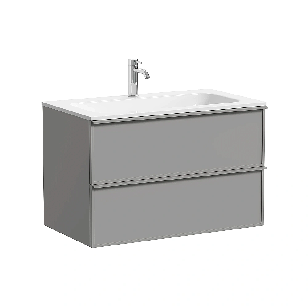 Тумба с раковиной Sancos Velta 80 VL80WG+CN7012 теплый серый матовая/раковина белая, с отверстием для ванной в интернет-магазине Sanbest