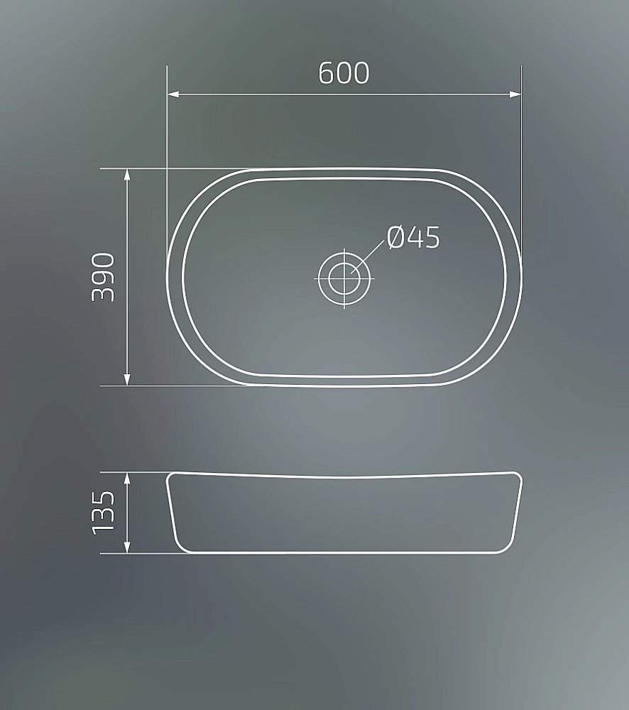Раковина накладная Gid Creativo 60 Bm777 53357 черная матовая купить в интернет-магазине Sanbest