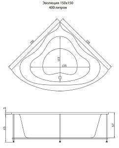 Акриловая ванна Aquatika Эволюция Standart 150х150 купить в интернет-магазине Sanbest