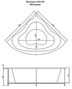 Акриловая ванна Aquatika Эволюция Standart 150х150 купить в интернет-магазине Sanbest