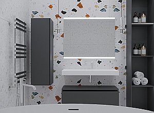 Тумба с раковиной Armadi Art Flat 100 антрацит глянец для ванной в интернет-магазине Sanbest