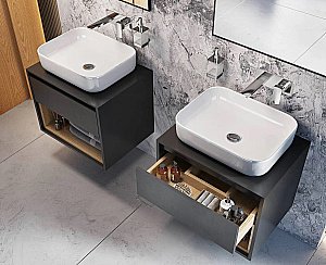 Тумба с раковиной Excellent TUTO MLEX.0102.600.GRBL 60 серый/дуб для ванной в интернет-магазине Sanbest