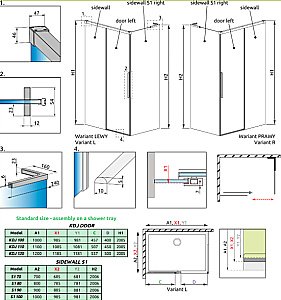 Душевой уголок Radaway Idea 8 Brushed Gold QL KDJ 110х90 L стекло прозрачное/профиль брашированное золото купить в интернет-магазине Sanbest