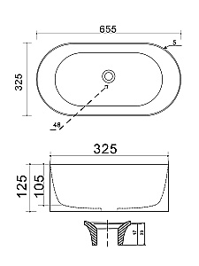 Раковина накладная Wonzon & Woghand Ontario WW-RN41363-MB черная матовая купить в интернет-магазине Sanbest