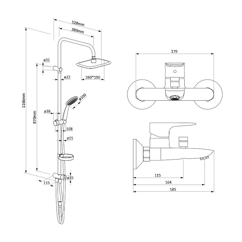 Душевая система Damixa ORIGIN EVO 408781410 хром купить в интернет-магазине сантехники Sanbest