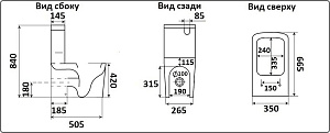 Унитаз напольный Ceramalux NS-2170-18 черный, безободковый, с бачком, с крышкой микролифт купить в интернет-магазине Sanbest