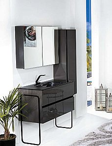 Зеркальный шкаф Armadi Art Vallessi антрацит глянец 100 купить в интернет-магазине сантехники Sanbest